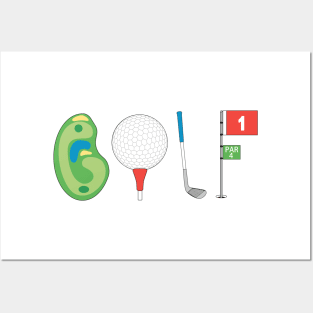 Sport Golf name Golf ball Golf course golf flag putter Posters and Art